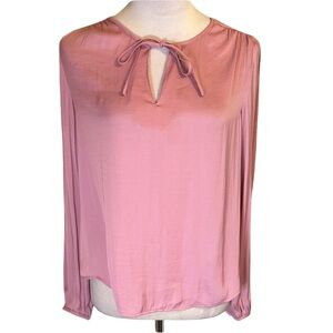 Banana Republic Silky Pink Tie-Neck Blouse